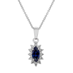 Blue Sapphire & Diamond Pendant - Dracakis Jewellers