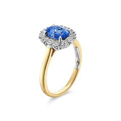 Blue Sapphire & Diamond Cluster Ring - Dracakis Jewellers