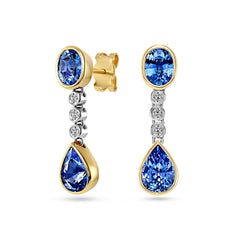 Blue Sapphire & Diamond Earrings - Dracakis Jewellers