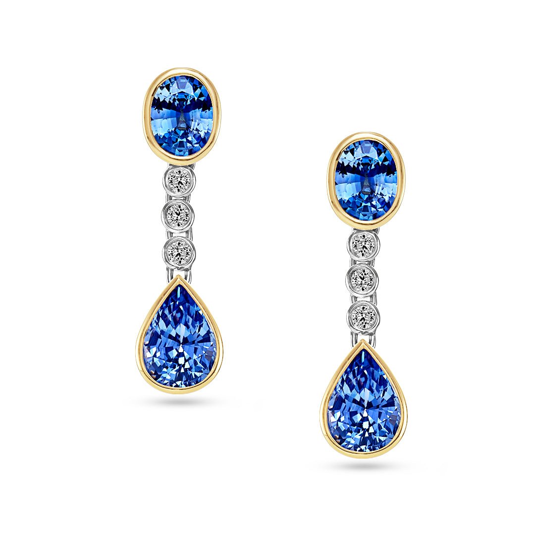 Blue Sapphire & Diamond Earrings - Dracakis Jewellers