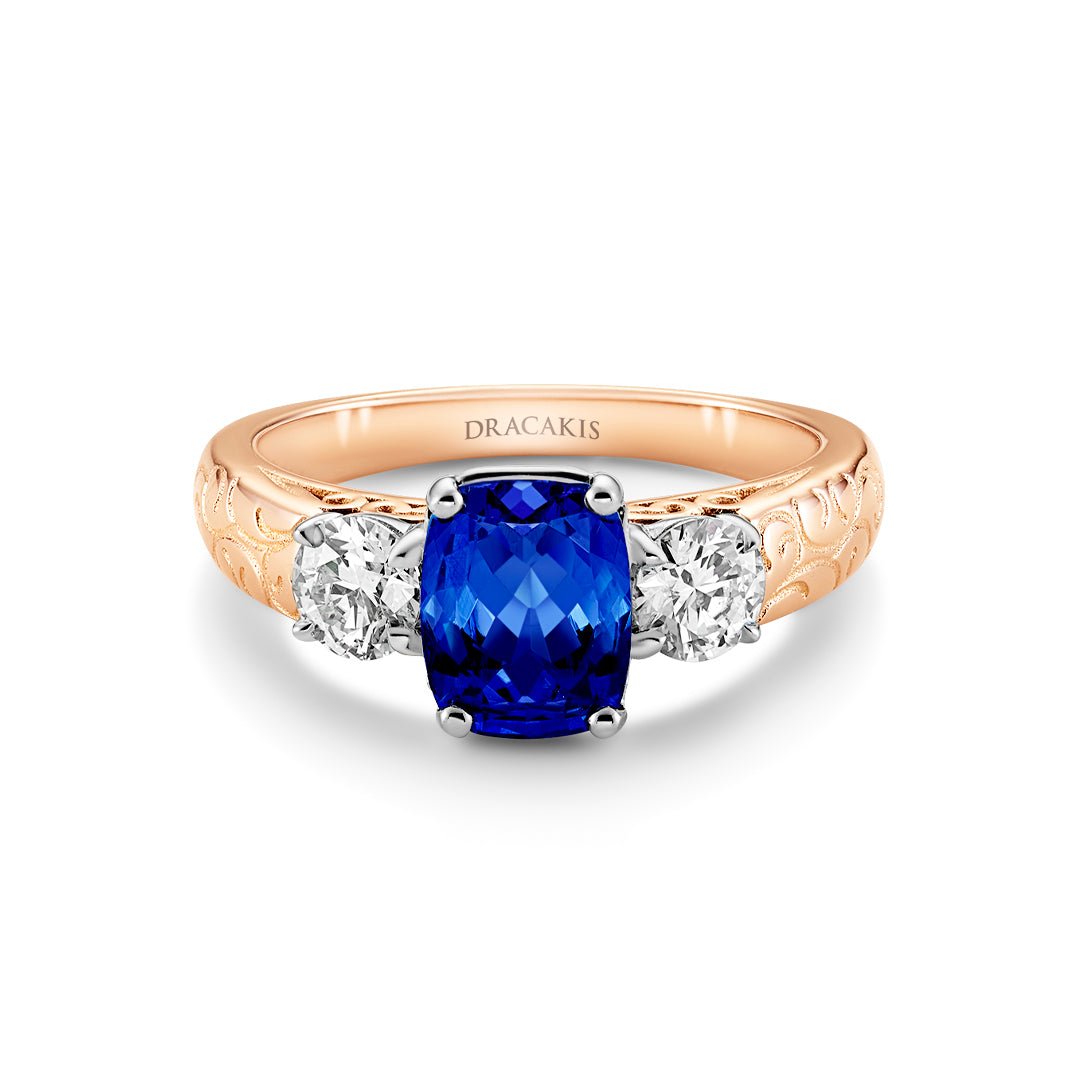 Blue Sapphire & Diamond Engagement Ring - Dracakis Jewellers