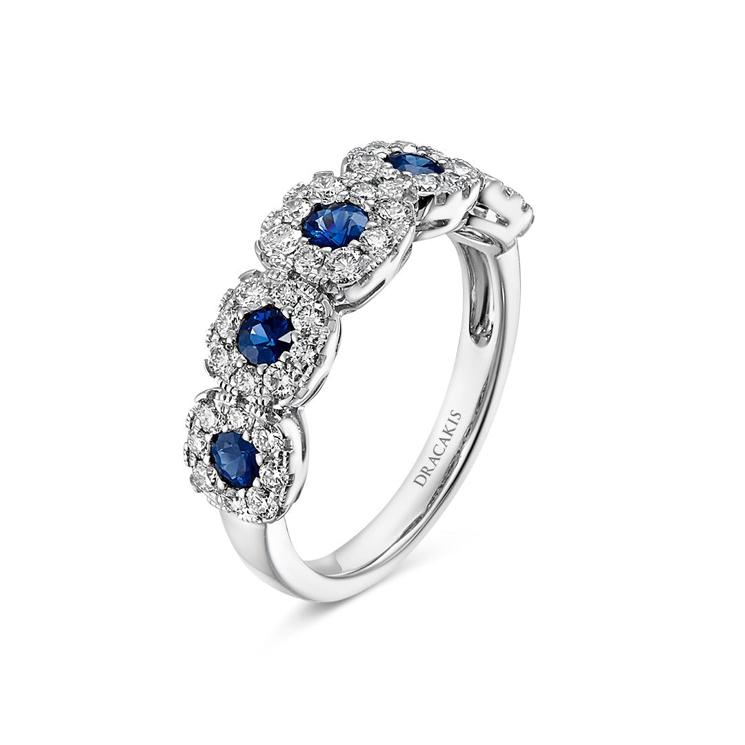 Blue Sapphire & Diamond Ring - Dracakis Jewellers