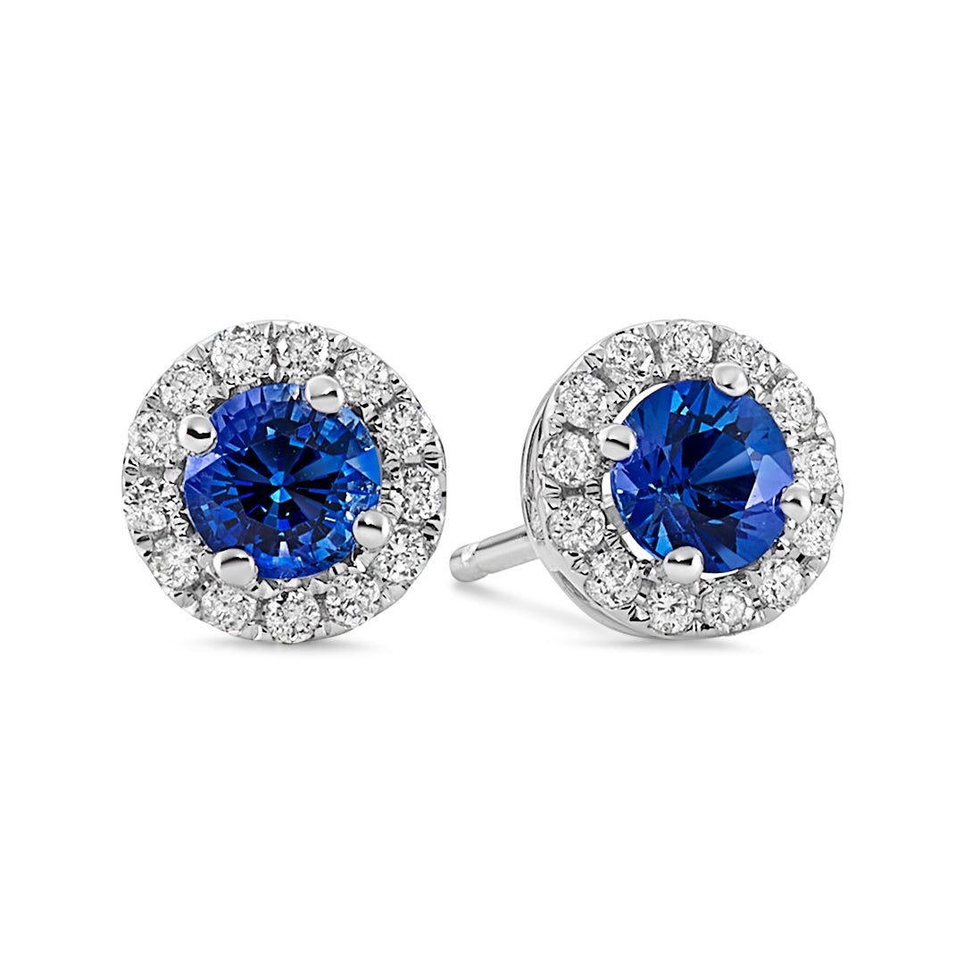 Blue Sapphire & Diamond Earrings - Dracakis Jewellers