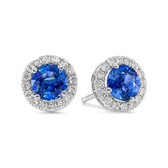 Blue Sapphire & Diamond Earrings - Dracakis Jewellers