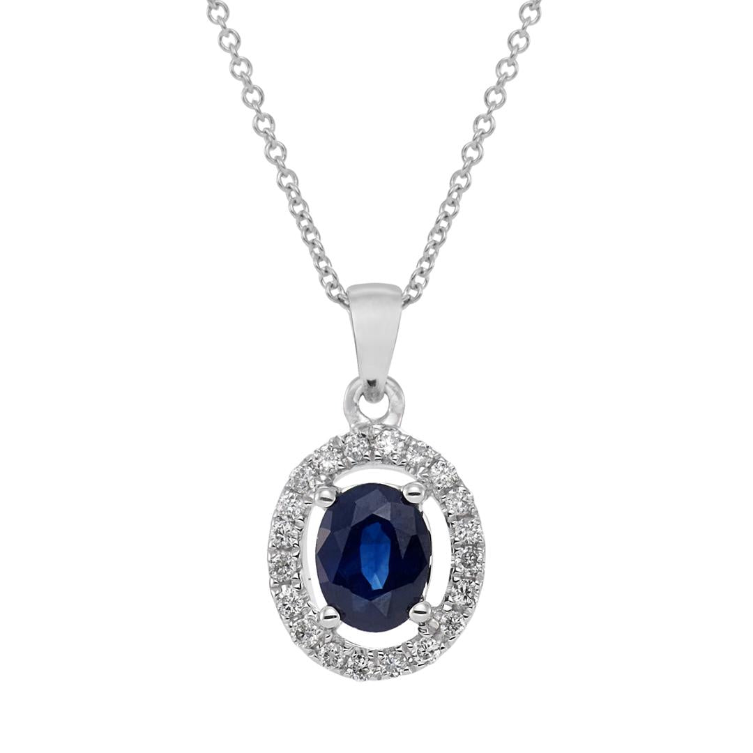 Blue Sapphire & Diamond Necklace - Dracakis Jewellers