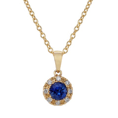 Blue Sapphire & Diamond Pendant - Dracakis Jewellers