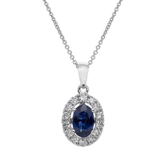 Blue Sapphire & Diamond Pendant - Dracakis Jewellers