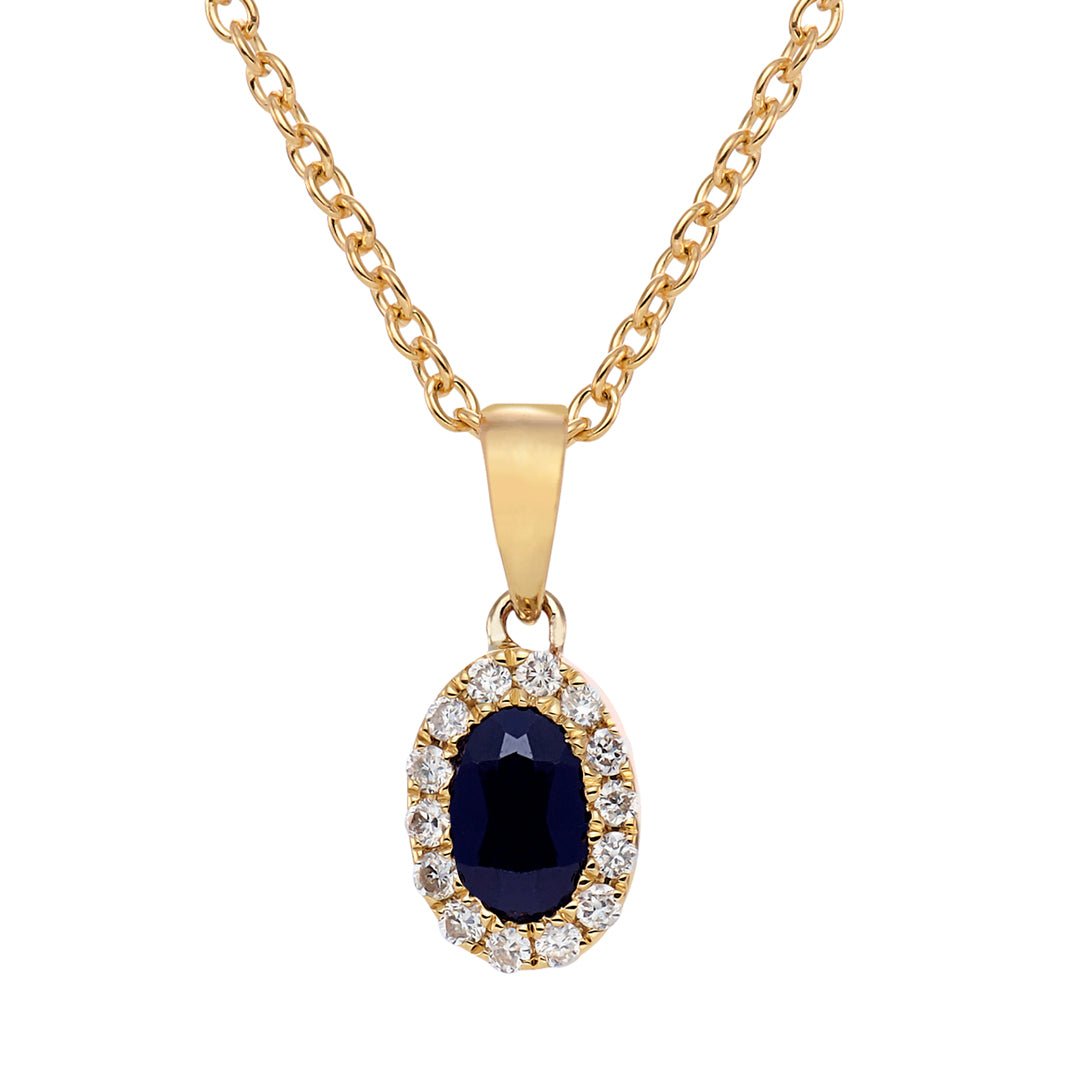 Blue Sapphire & Diamond Pendant - Dracakis Jewellers