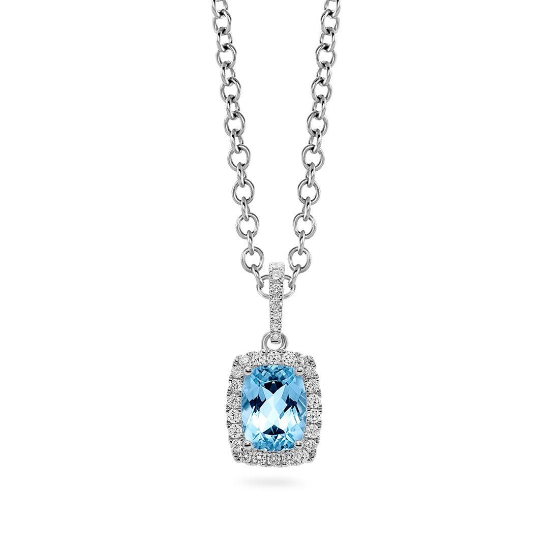 Blue Topaz & Diamond Pendant - Dracakis Jewellers