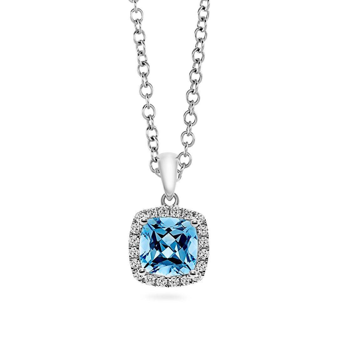 Blue Topaz & Diamond Pendant - Dracakis Jewellers