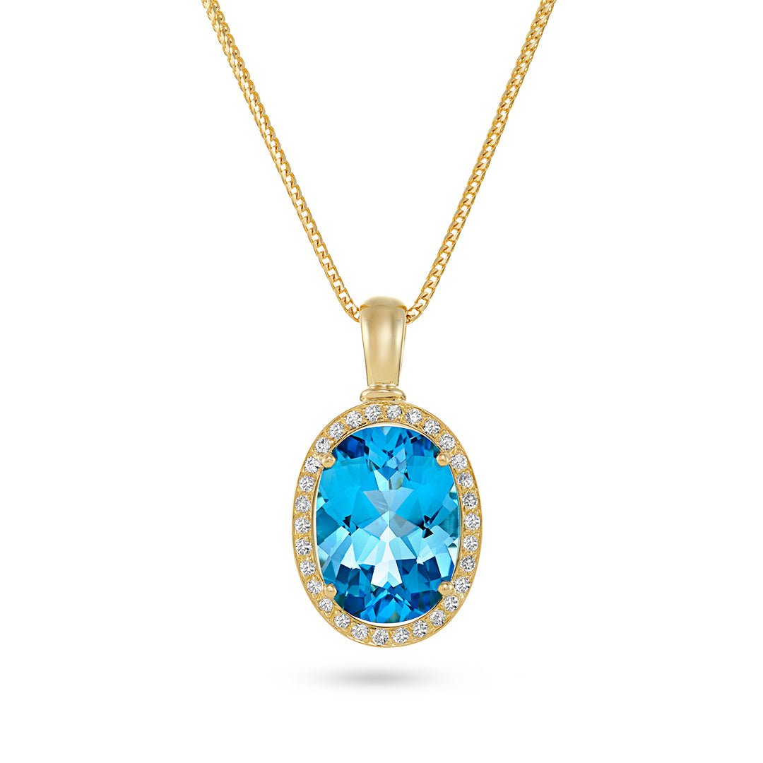 Blue Topaz & Diamond Pendant - Dracakis Jewellers