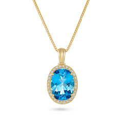 Blue Topaz & Diamond Pendant - Dracakis Jewellers