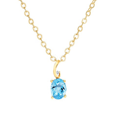 Blue Topaz & Diamond Pendant - Dracakis Jewellers