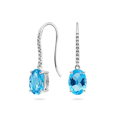 Blue Topaz & Diamond Earrings - Dracakis Jewellers