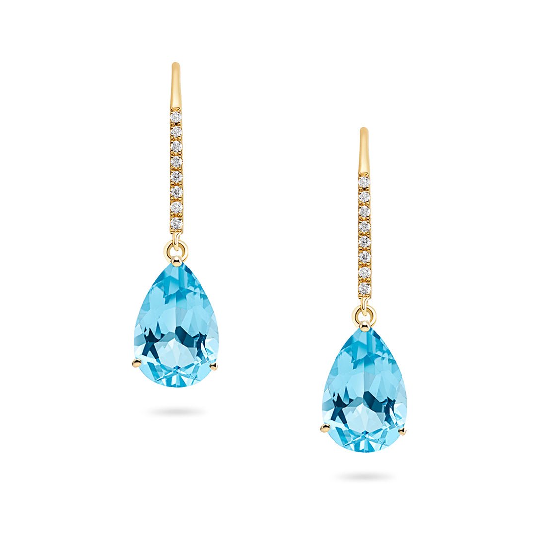 Blue Topaz & Diamond Earrings - Dracakis Jewellers