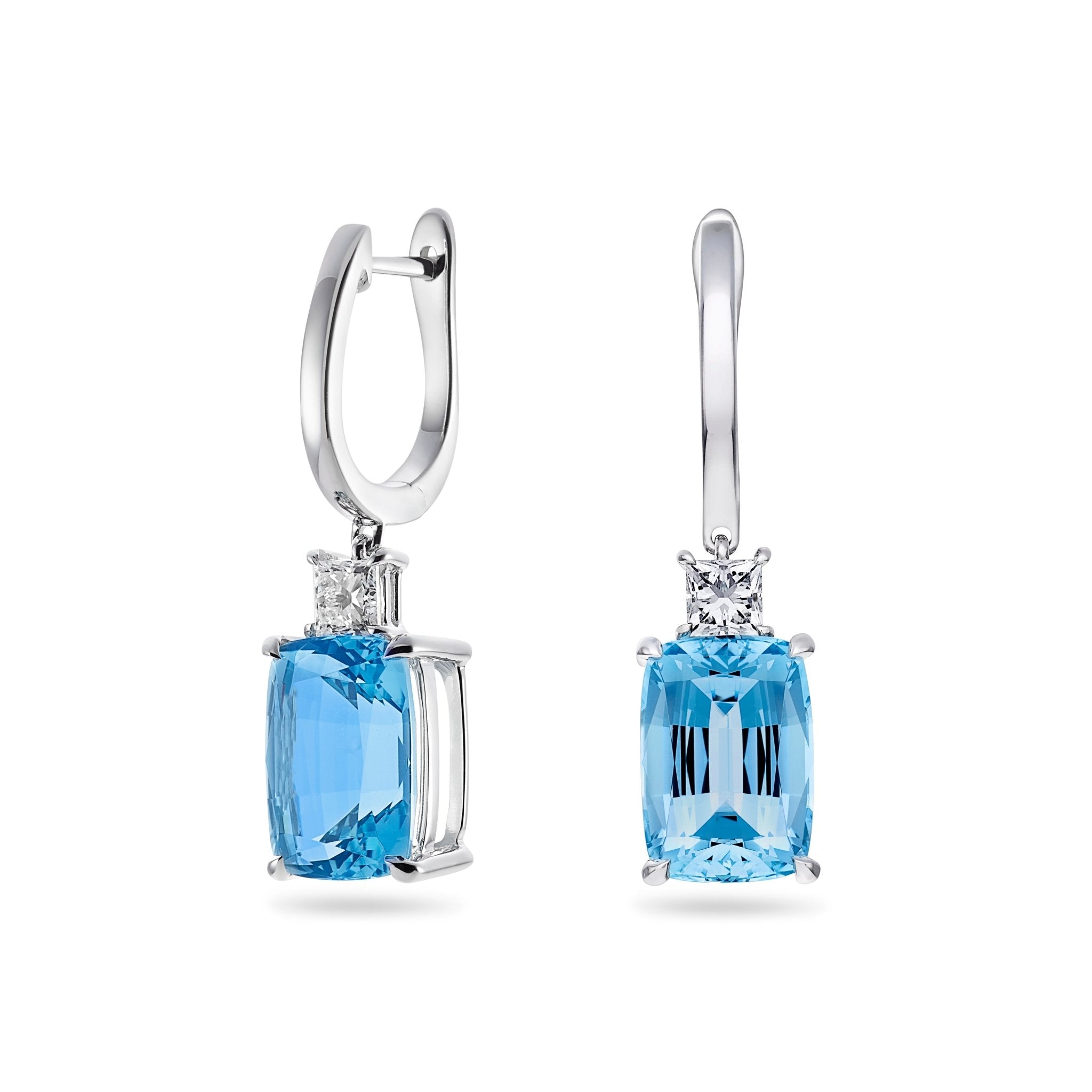 Brazillian Aquamarine & Diamond Earrings - Dracakis Jewellers