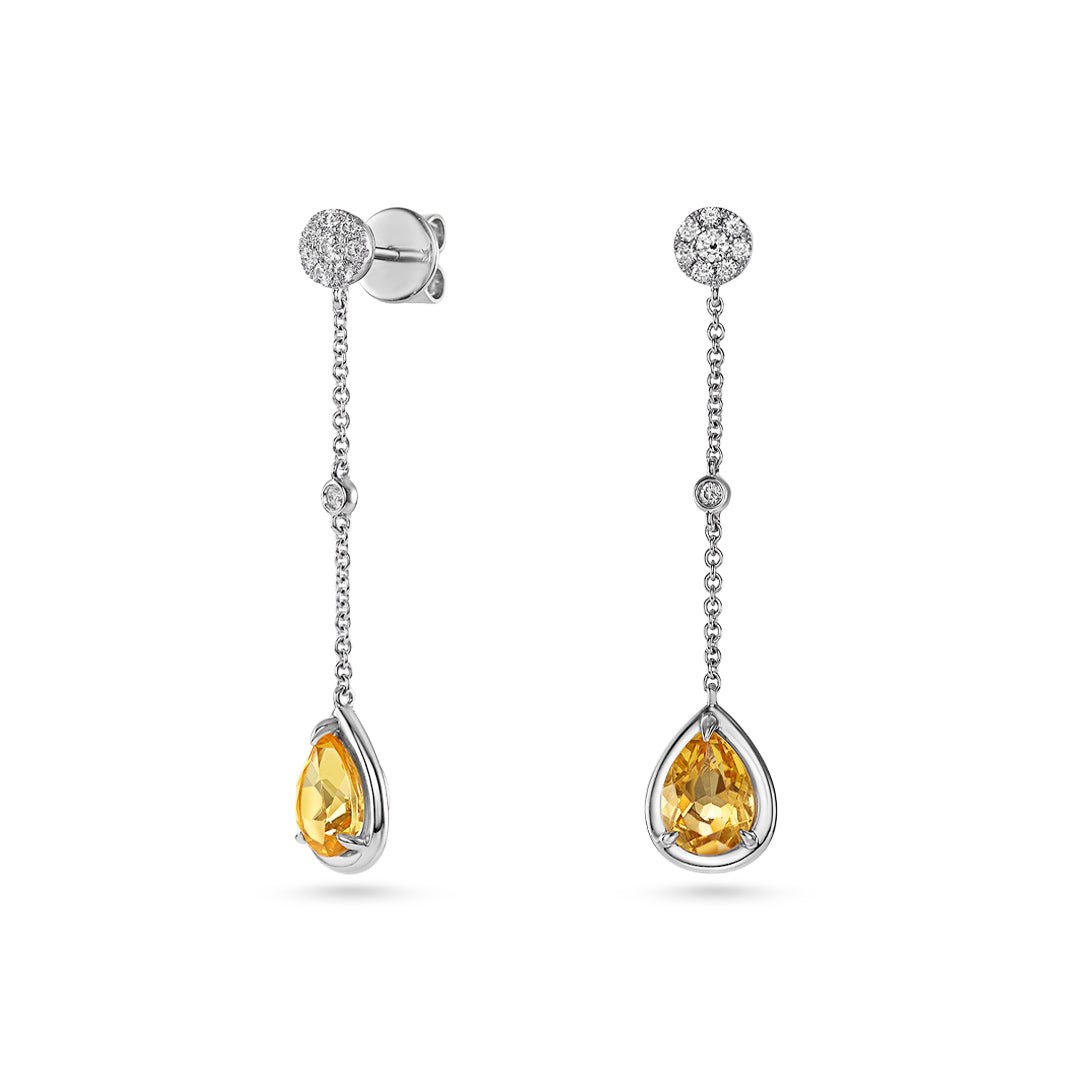Citrine & Diamond  Earrings - Dracakis Jewellers
