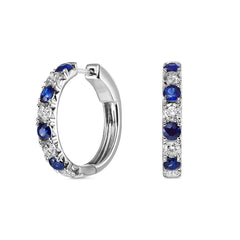 Diamond & Sapphire Hoop Earrings - Dracakis Jewellers