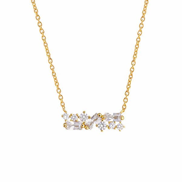 Cubic Zirconia 'Cluster' Bar Necklace - Dracakis Jewellers