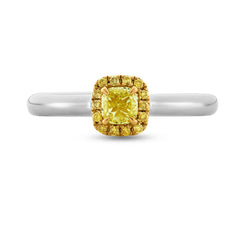 Cushion Cut Yellow Diamond Engagement Ring - Dracakis Jewellers