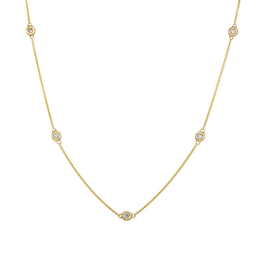Delicate Bezel Set Diamond Necklace - Dracakis Jewellers