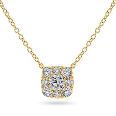 Diamond Halo Cushion Necklace - Dracakis Jewellers