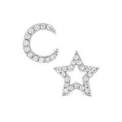Diamond Moon And Star Earrings - Dracakis Jewellers
