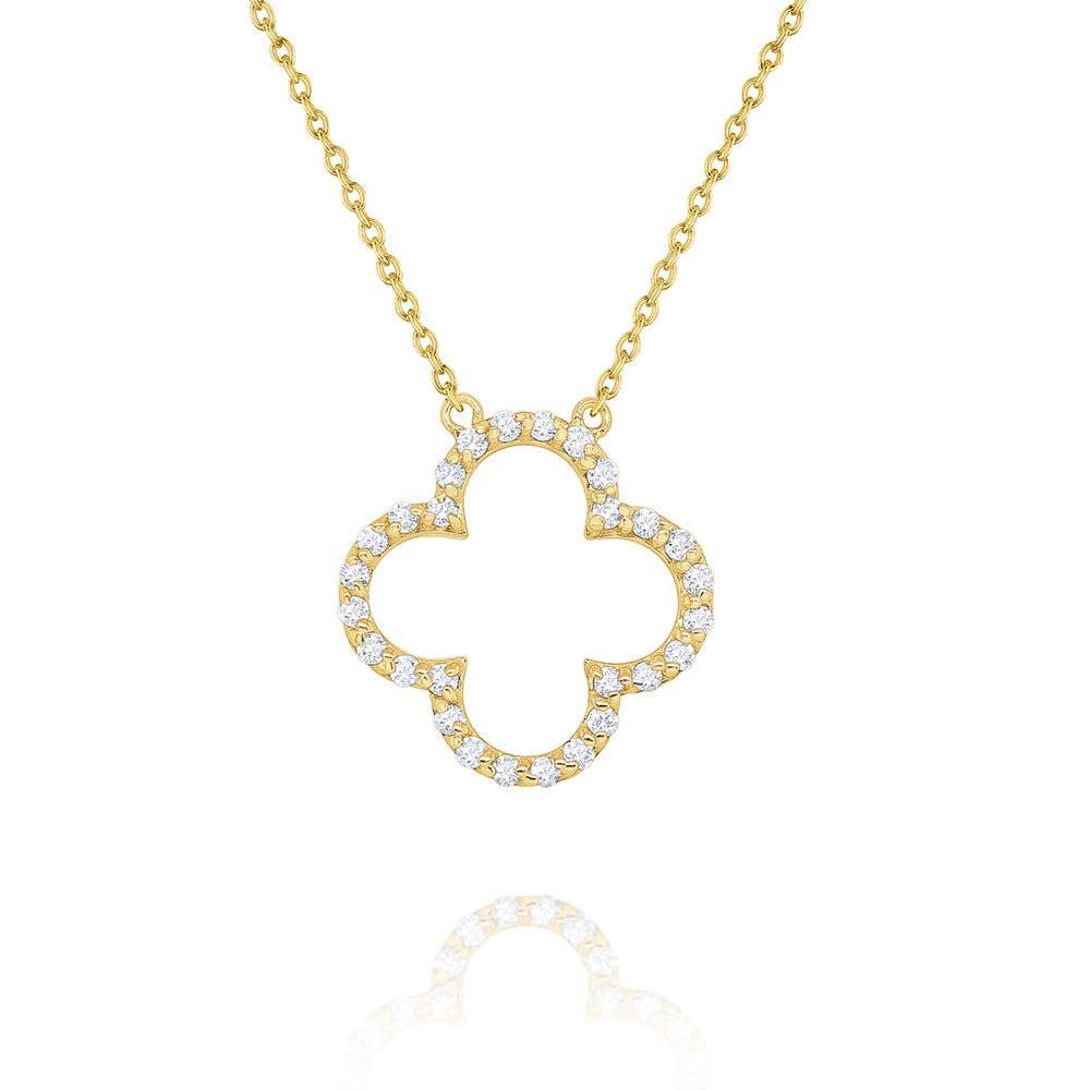 Diamond Open Clover Necklace - Dracakis Jewellers