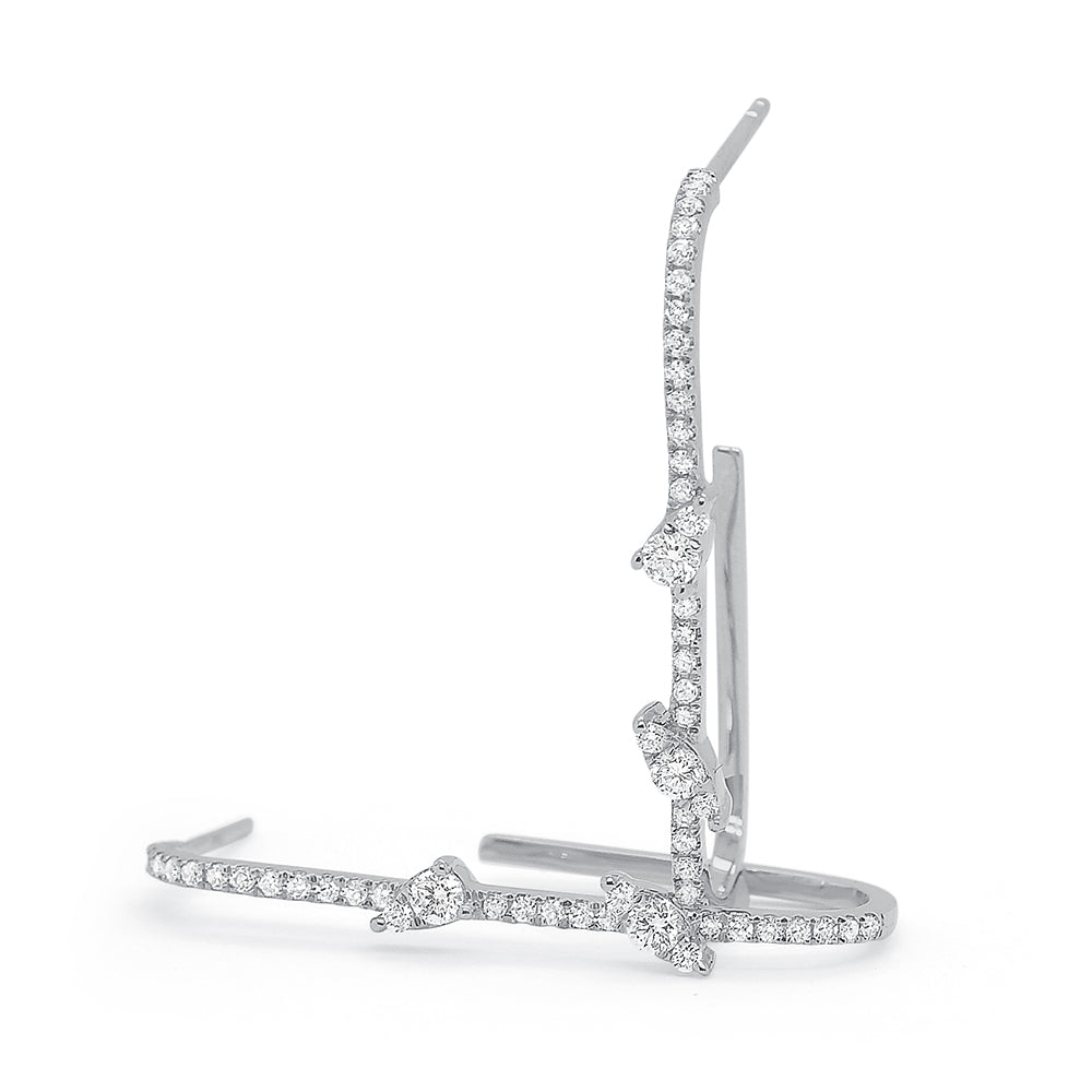 Diamond Paperclip Hoop Earrings - Dracakis Jewellers