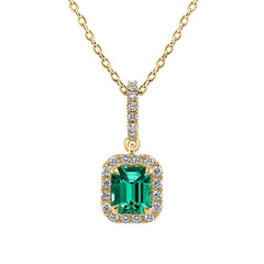 Emerald & Diamond Halo Pendant - Dracakis Jewellers