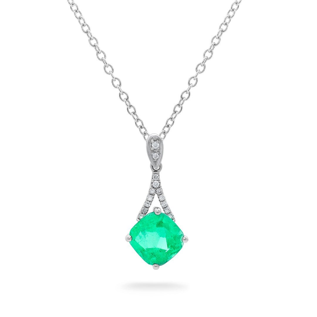 Emerald & Diamond Pendant - Dracakis Jewellers