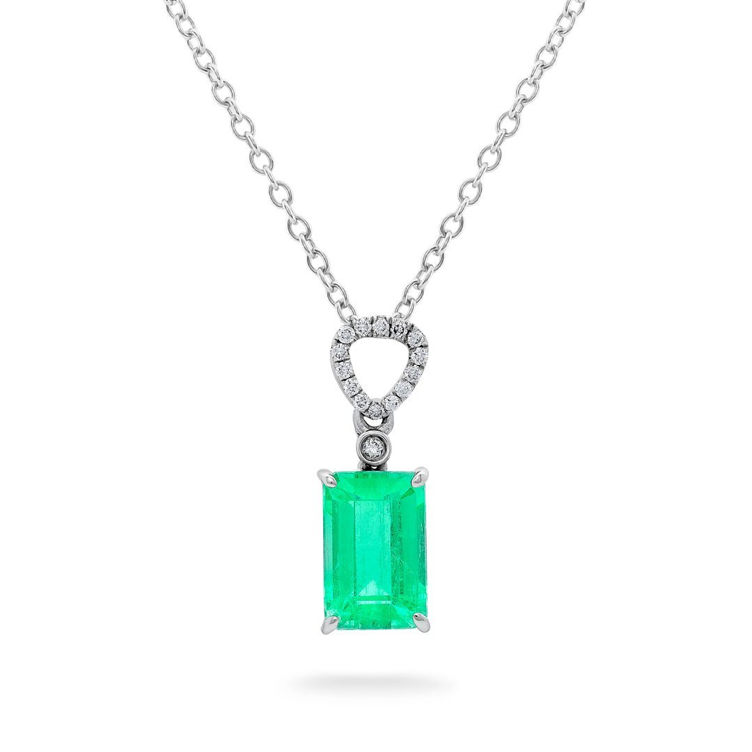 Emerald & Diamond Pendant - Dracakis Jewellers