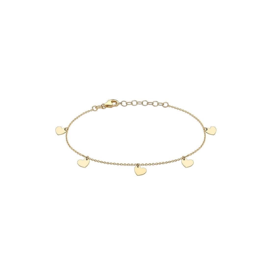 Five Tiny Hearts Gold Bracelet - Dracakis Jewellers