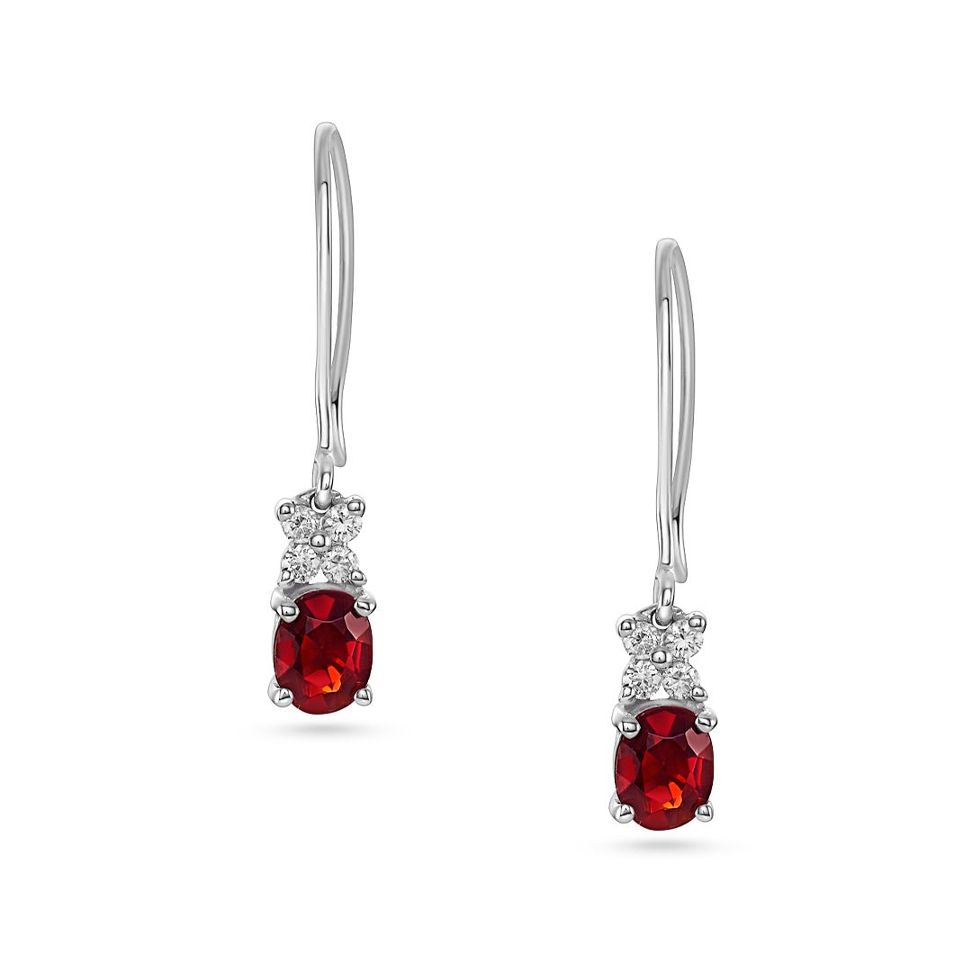 Garnet & Diamond Drop Earrings - Dracakis Jewellers