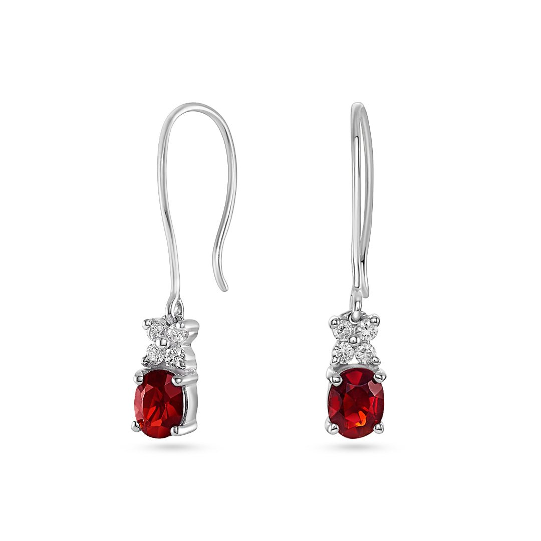 Garnet & Diamond Drop Earrings - Dracakis Jewellers