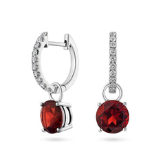 Garnet & Diamond Hoop Earrings - Dracakis Jewellers