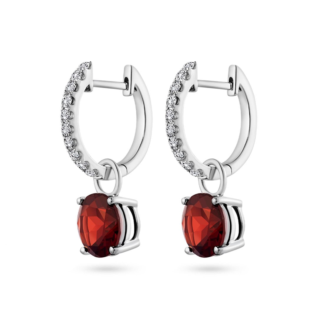 Garnet & Diamond Hoop Earrings - Dracakis Jewellers