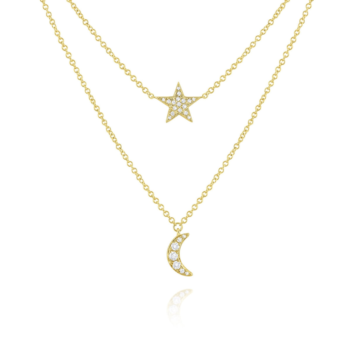Diamond Star & Moon Necklace - Dracakis Jewellers