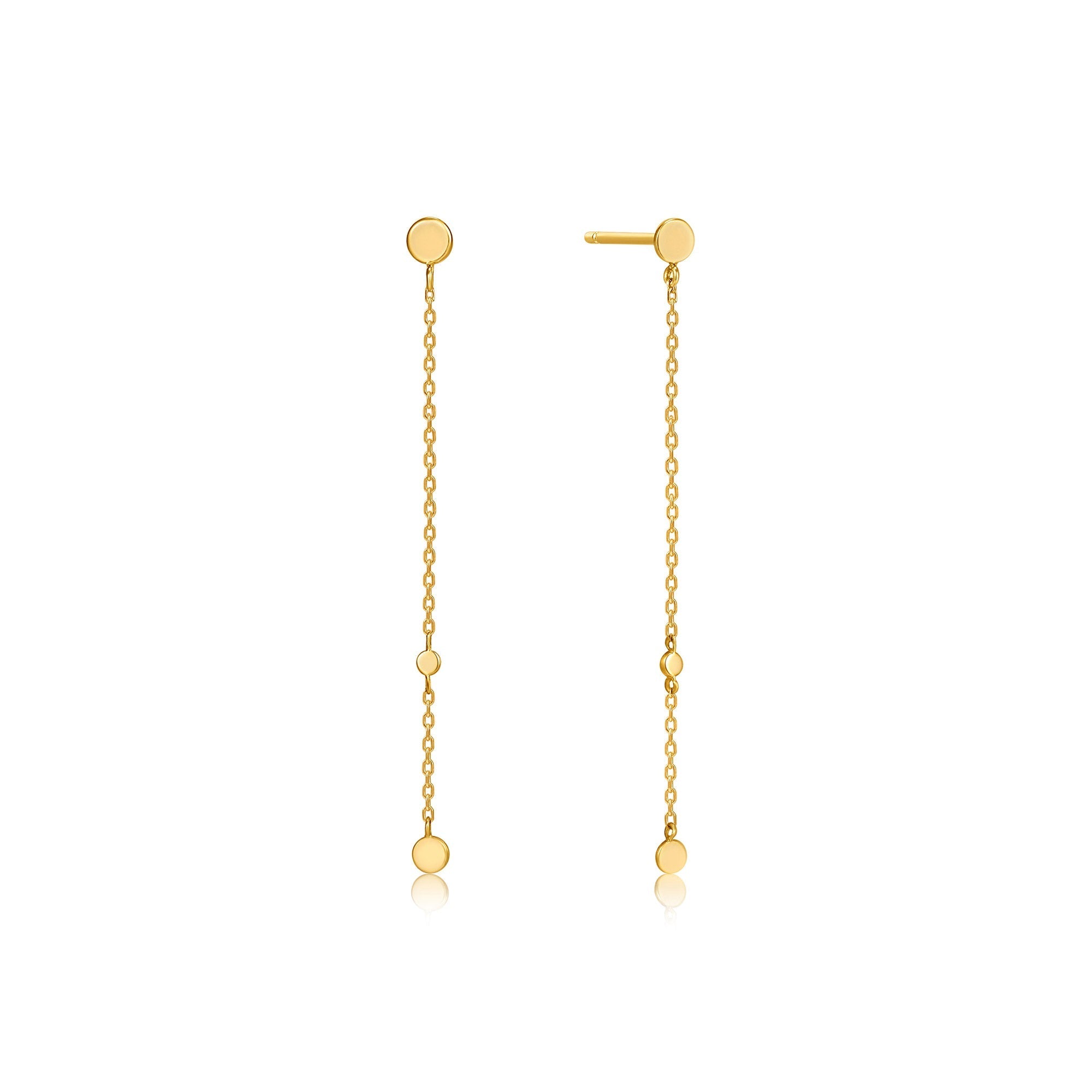 Gold Disc Drop Earrings - Dracakis Jewellers