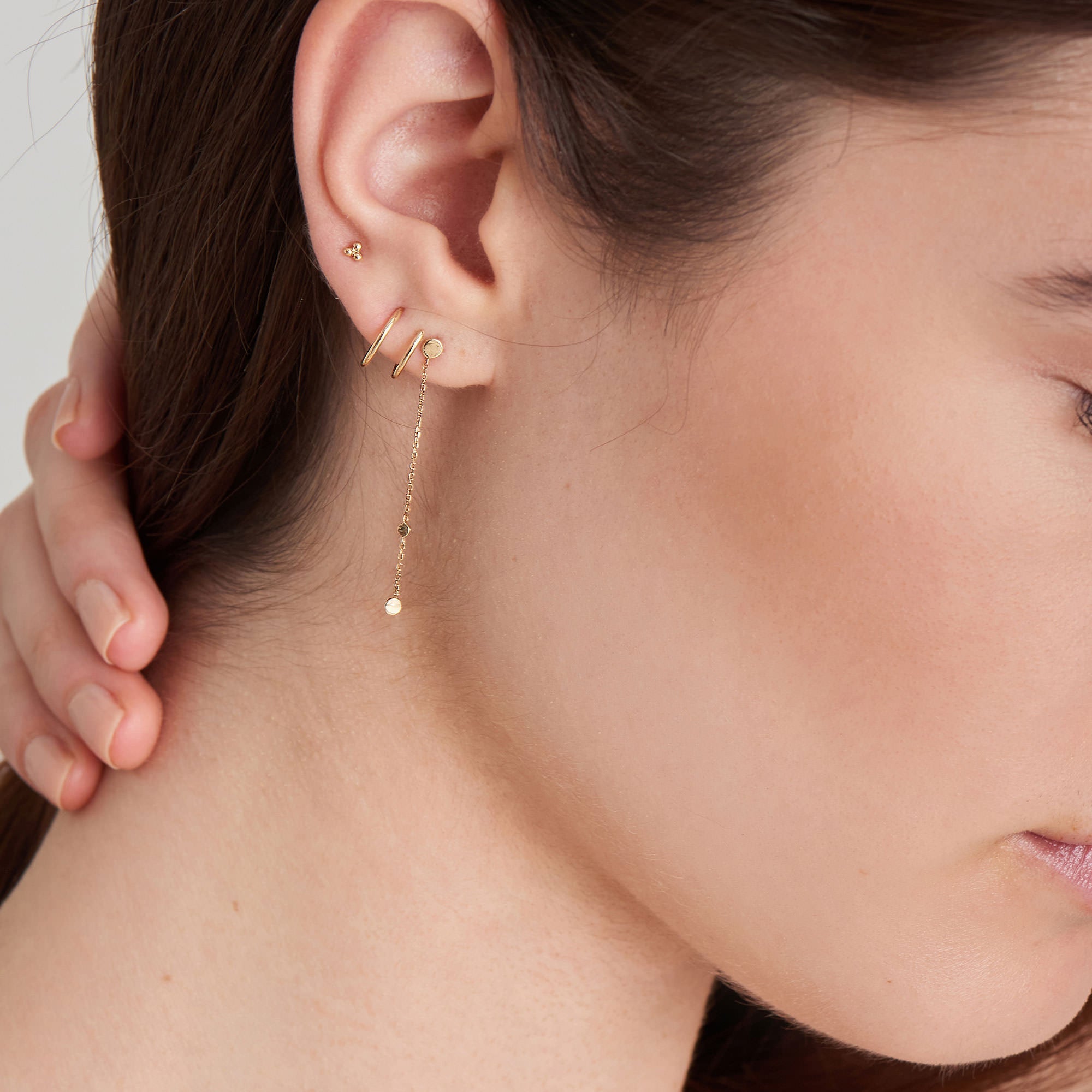 Gold Disc Drop Earrings - Dracakis Jewellers