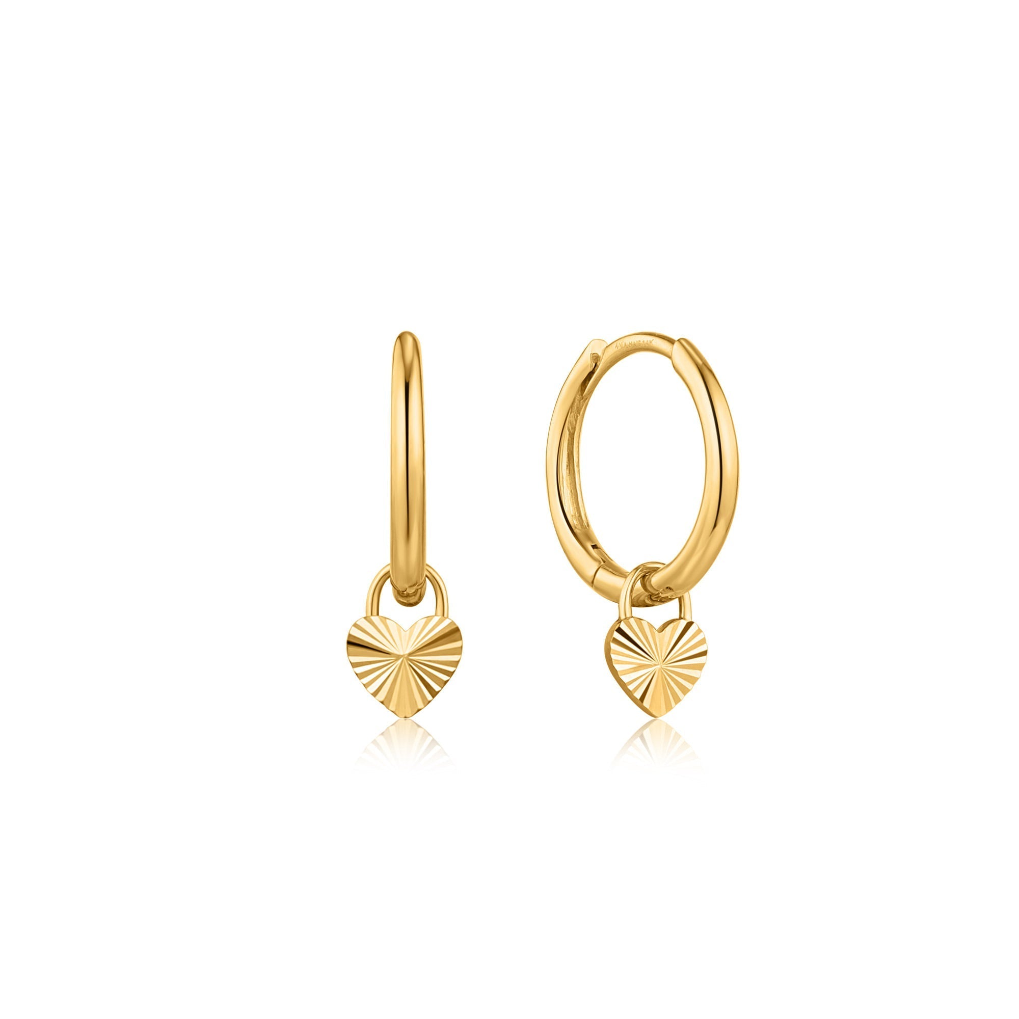 Gold Heart Padlock Hoop Earrings - Dracakis Jewellers