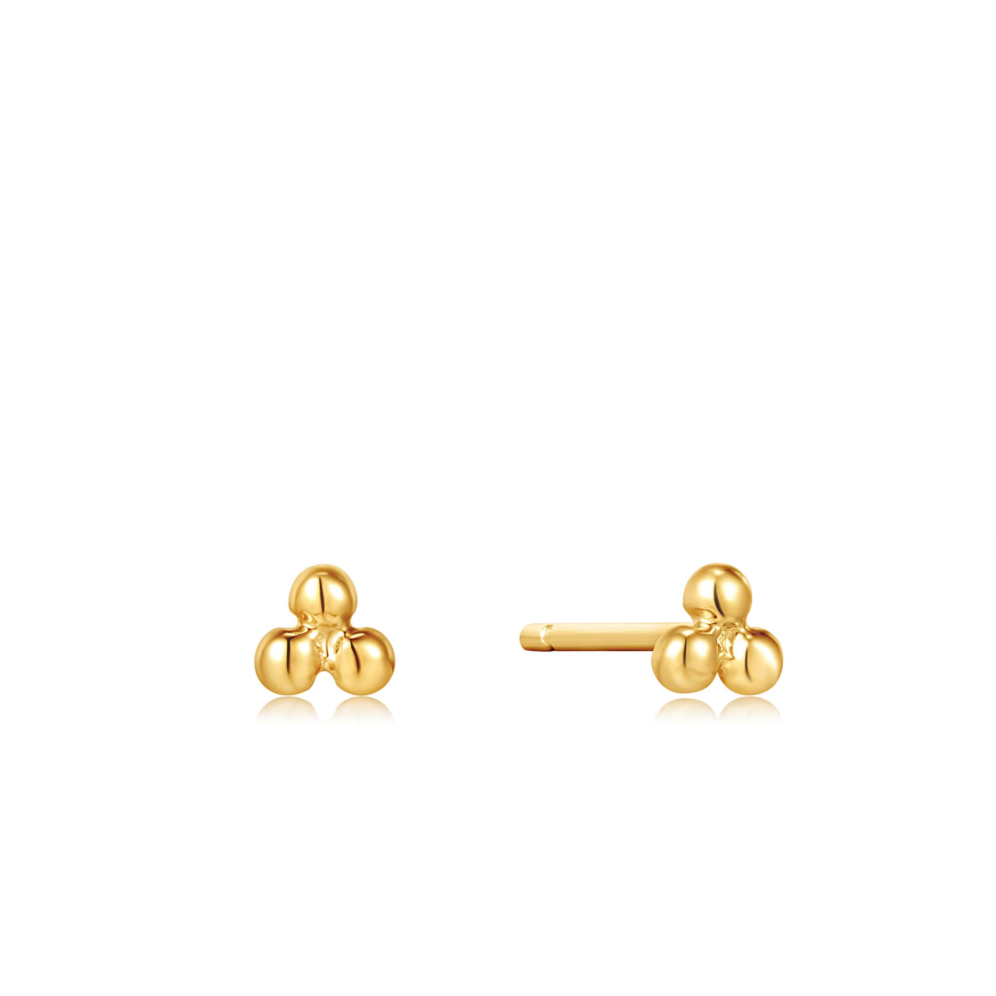 Gold Triple Ball Stud Earrings - Dracakis Jewellers
