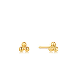 Gold Triple Ball Stud Earrings - Dracakis Jewellers