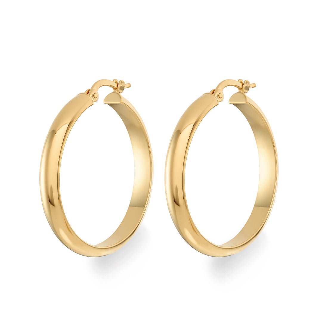 Gold Wide Hoop Earrings - Dracakis Jewellers