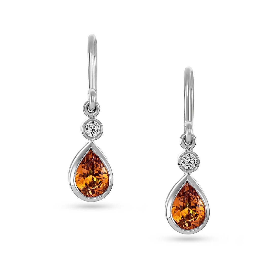 Golden Sapphire & Diamond Drop Earrings - Dracakis Jewellers