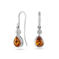 Golden Sapphire & Diamond Drop Earrings - Dracakis Jewellers