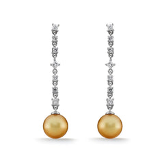 Golden South Sea Pearl & Diamond Earrings - Dracakis Jewellers