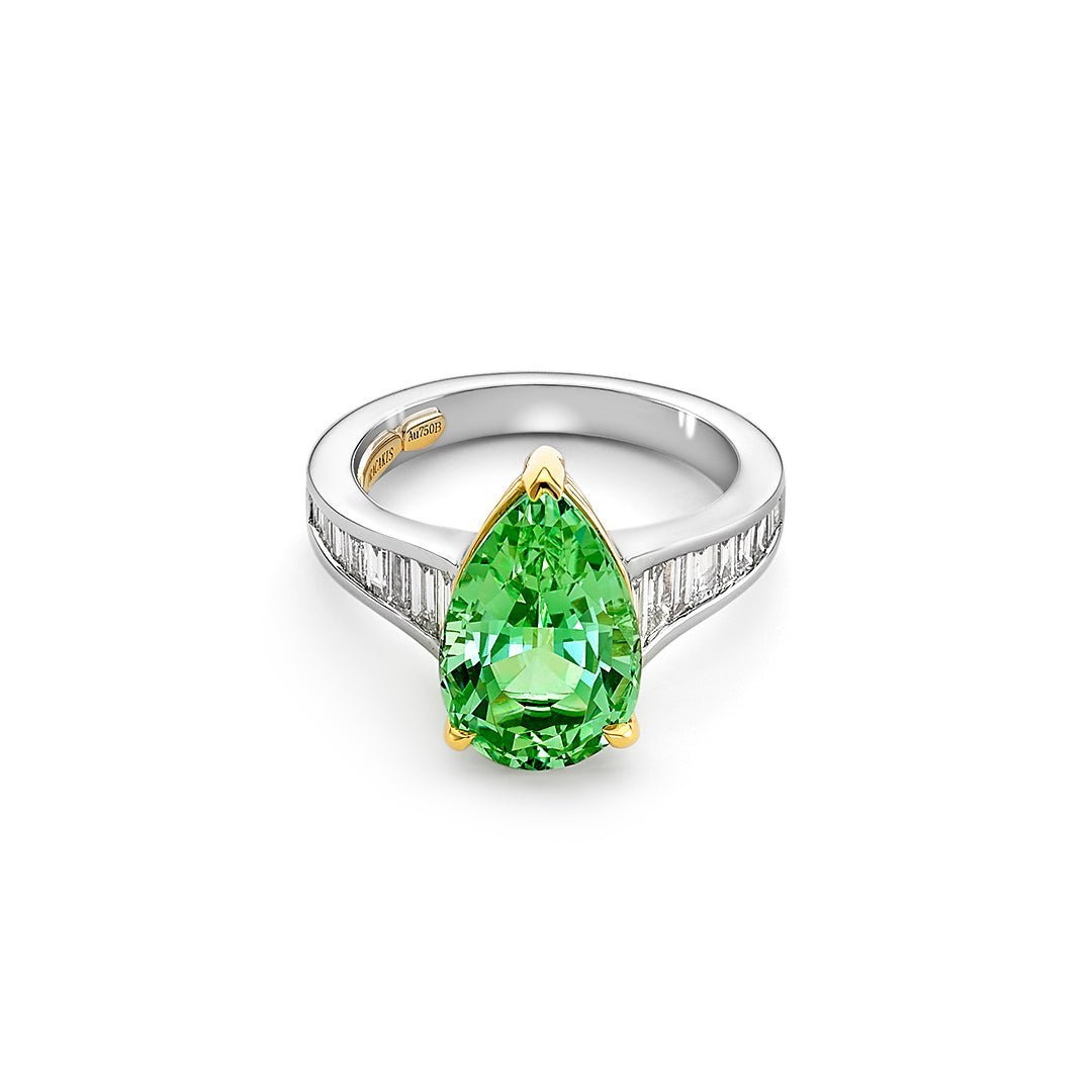 Green Beryl & Diamond Dress Ring - Dracakis Jewellers