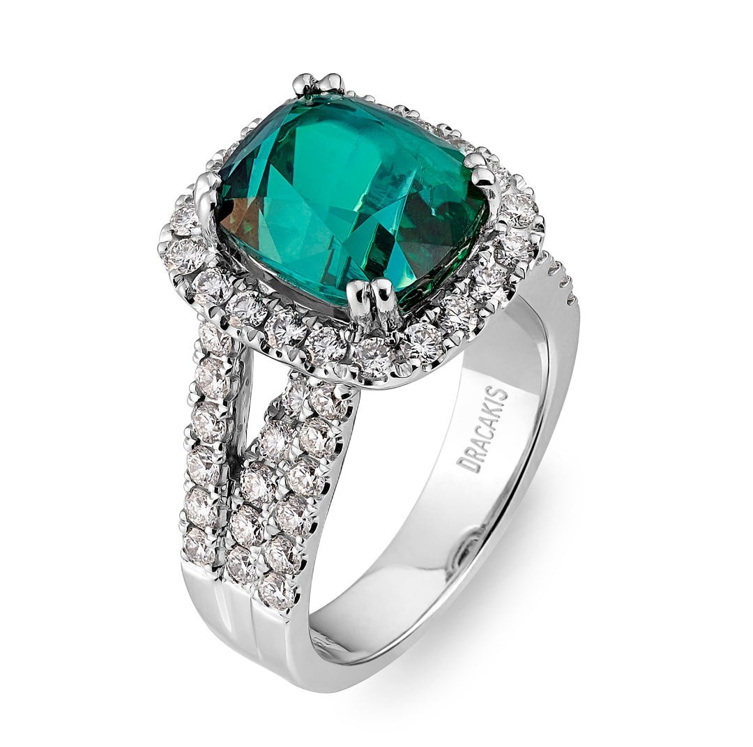 Green Tourmaline & Diamond Ring - Dracakis Jewellers