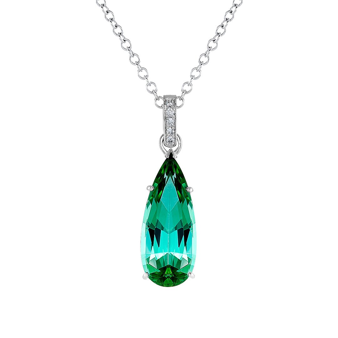Green Tourmaline & Diamond Pendant - Dracakis Jewellers